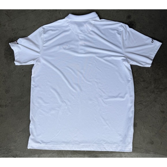Mens Sz Large CALLAWAY White Polo Shirt OPTI DRI Short Sleeve Odyssey Logo (B) - Picture 5 of 5
